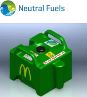 Rotomoulded recycleable and reusable oil container for McDonalds